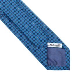 CRAVATTA CLASSICA IN LANA AZZURRA Microfantasia fiore