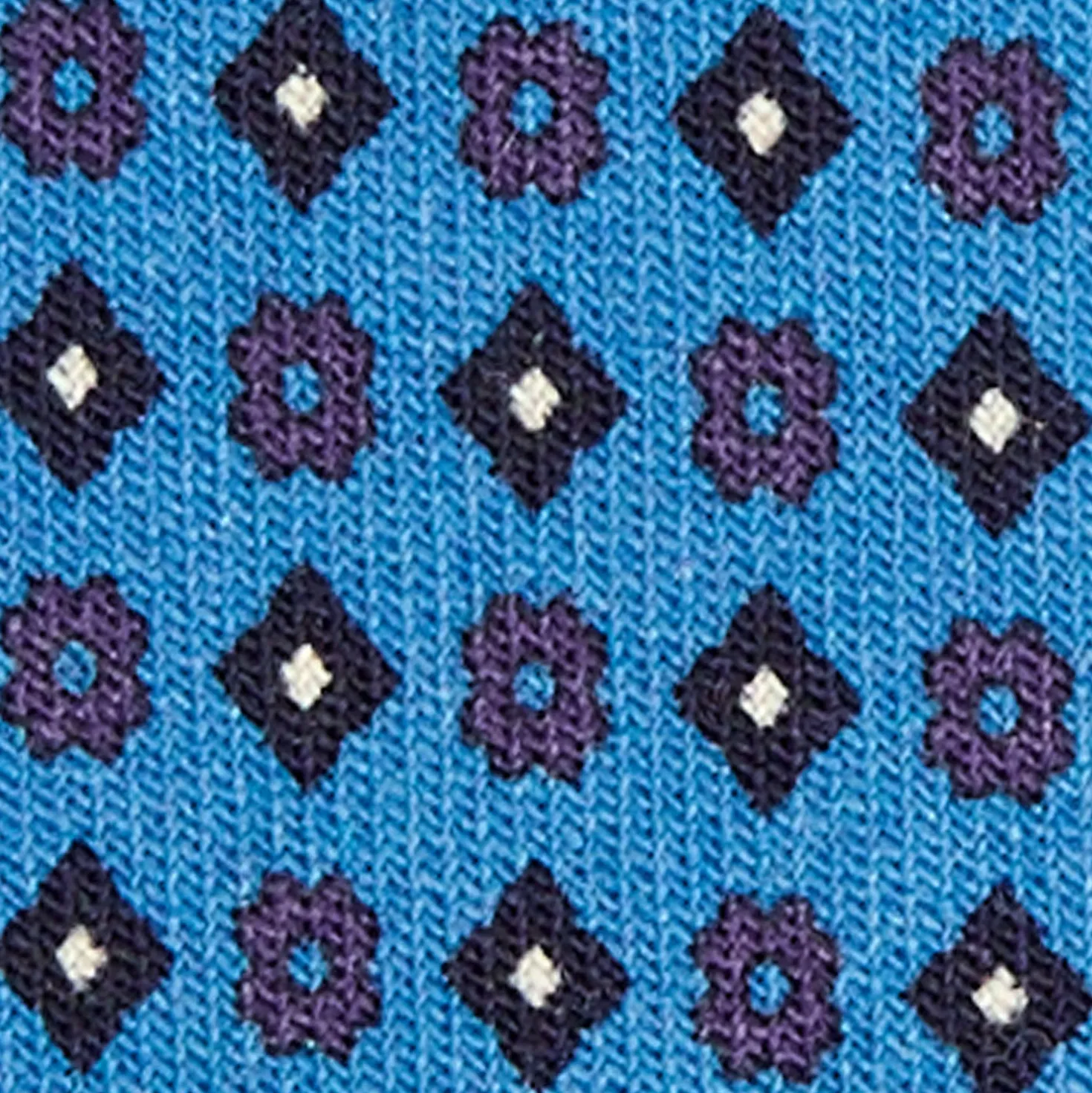 CRAVATTA CLASSICA IN LANA AZZURRA Microfantasia fiore