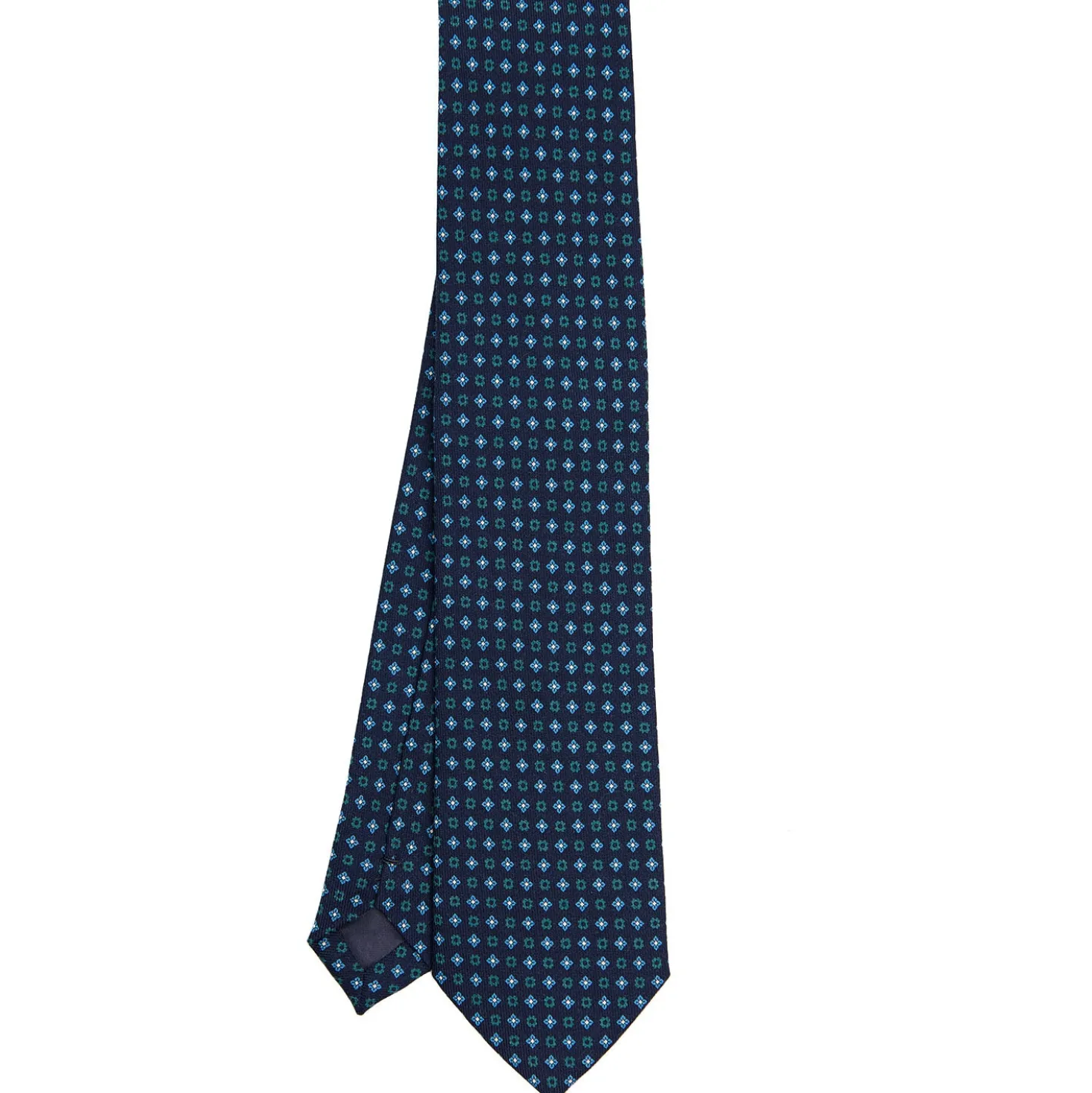 CRAVATTA CLASSICA IN LANA BLU SCURO Microfantasia fiore