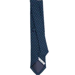 CRAVATTA CLASSICA IN LANA BLU SCURO Microfantasia fiore