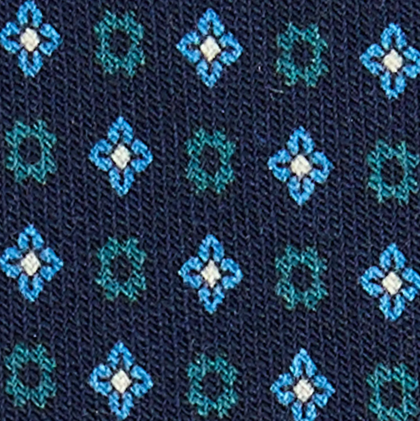 CRAVATTA CLASSICA IN LANA BLU SCURO Microfantasia fiore