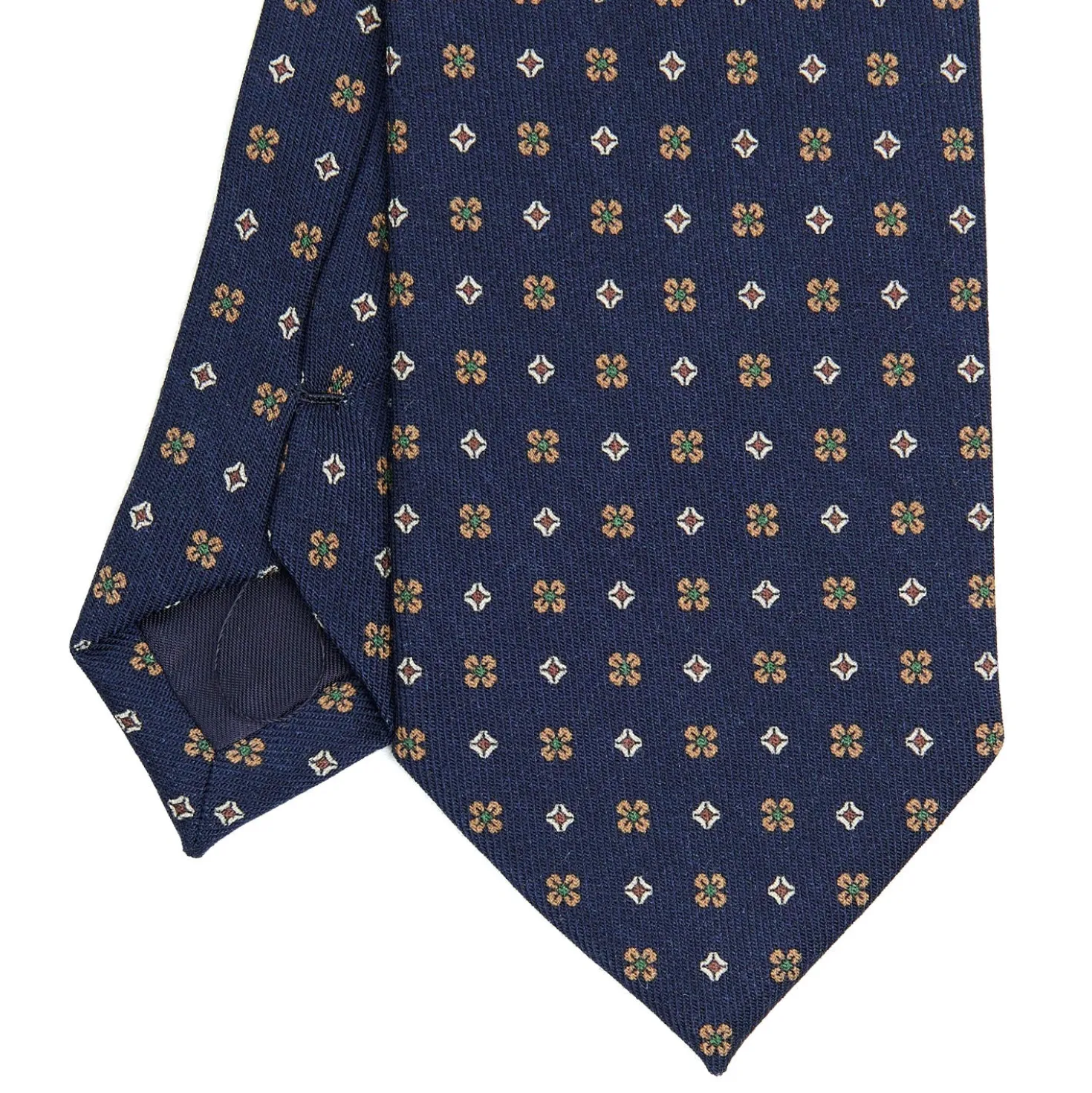 CRAVATTA CLASSICA IN LANA BLU Microfantasia fiore