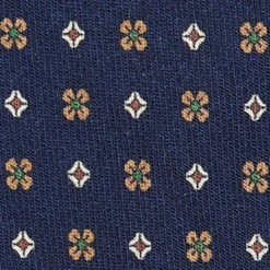 CRAVATTA CLASSICA IN LANA BLU Microfantasia fiore