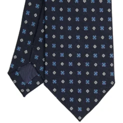 CRAVATTA CLASSICA IN LANA BLU SCURO Microfantasia fiore