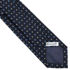 CRAVATTA CLASSICA IN LANA BLU SCURO Microfantasia fiore