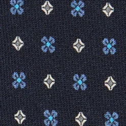 CRAVATTA CLASSICA IN LANA BLU SCURO Microfantasia fiore