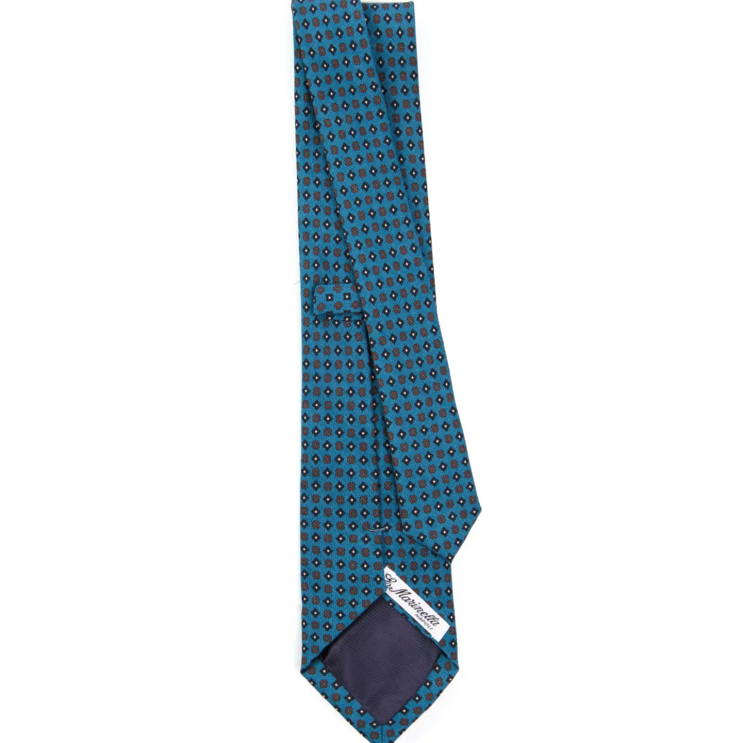 CRAVATTA CLASSICA IN LANA BLU MEDIO Microfantasia fiore