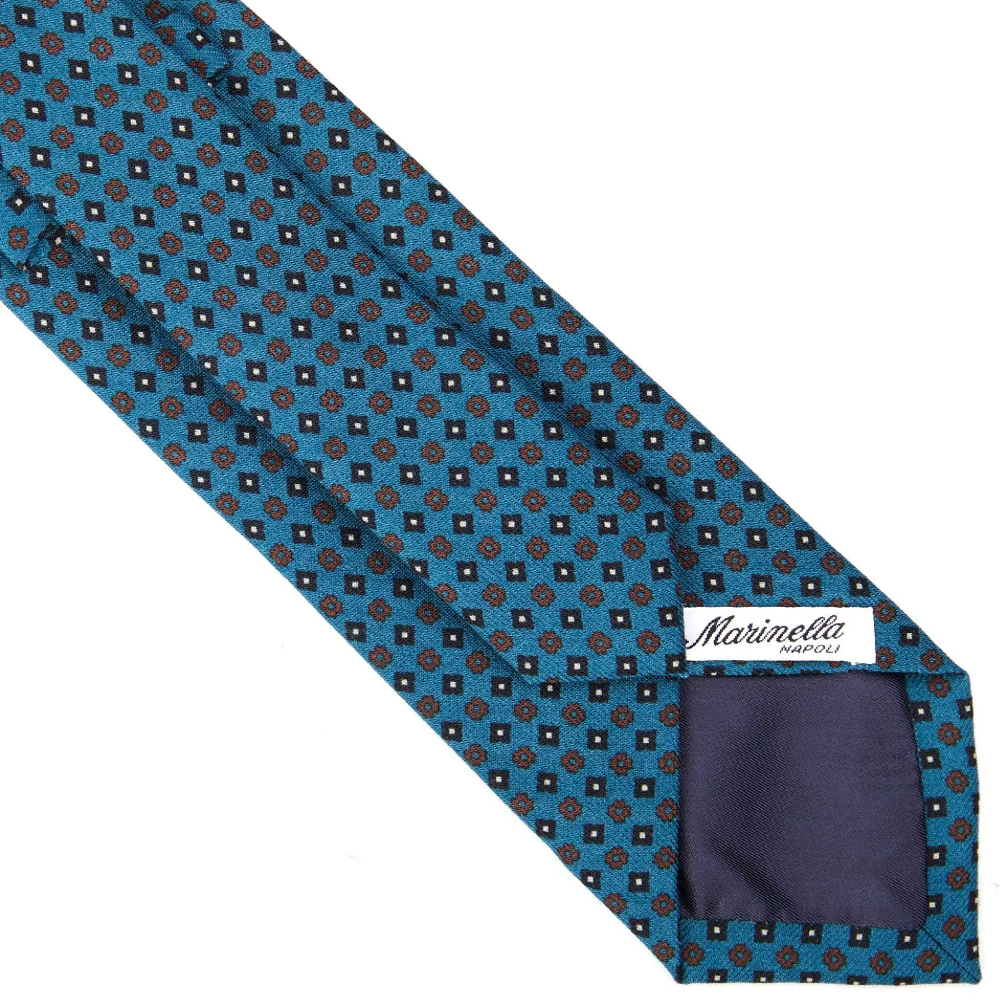 CRAVATTA CLASSICA IN LANA BLU MEDIO Microfantasia fiore