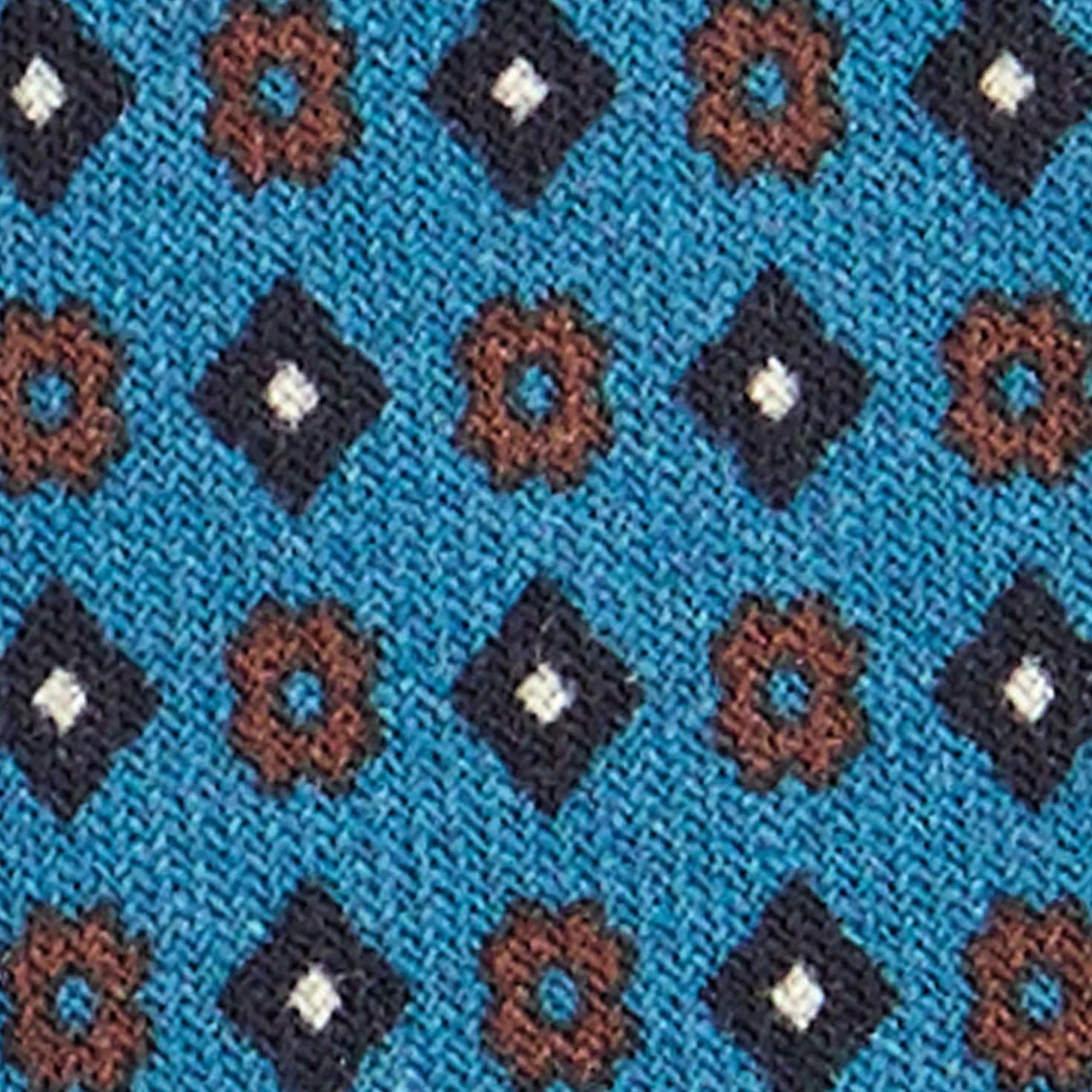 CRAVATTA CLASSICA IN LANA BLU MEDIO Microfantasia fiore