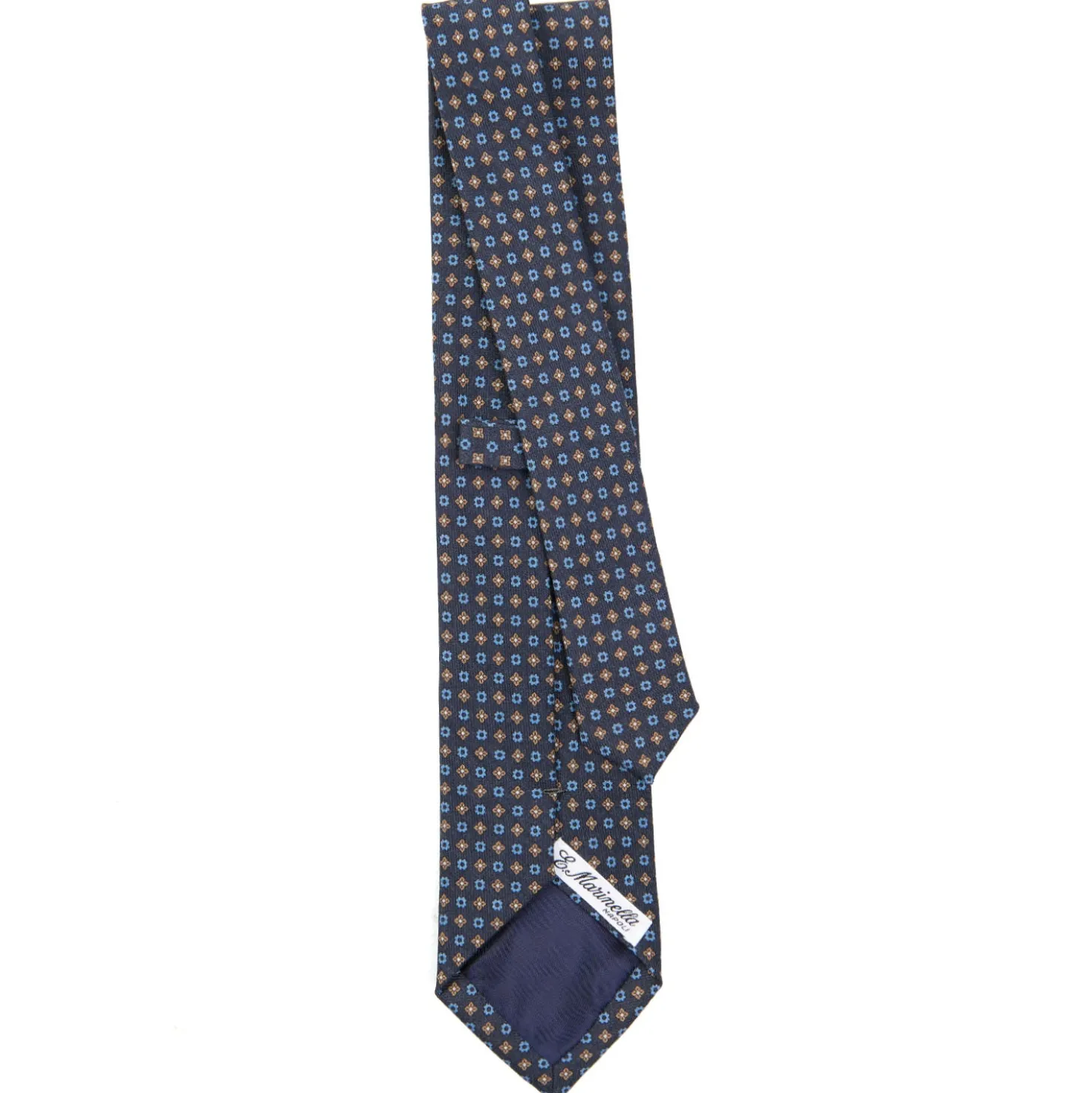 CRAVATTA CLASSICA IN LANA BLU SCURO Microfantasia fiore