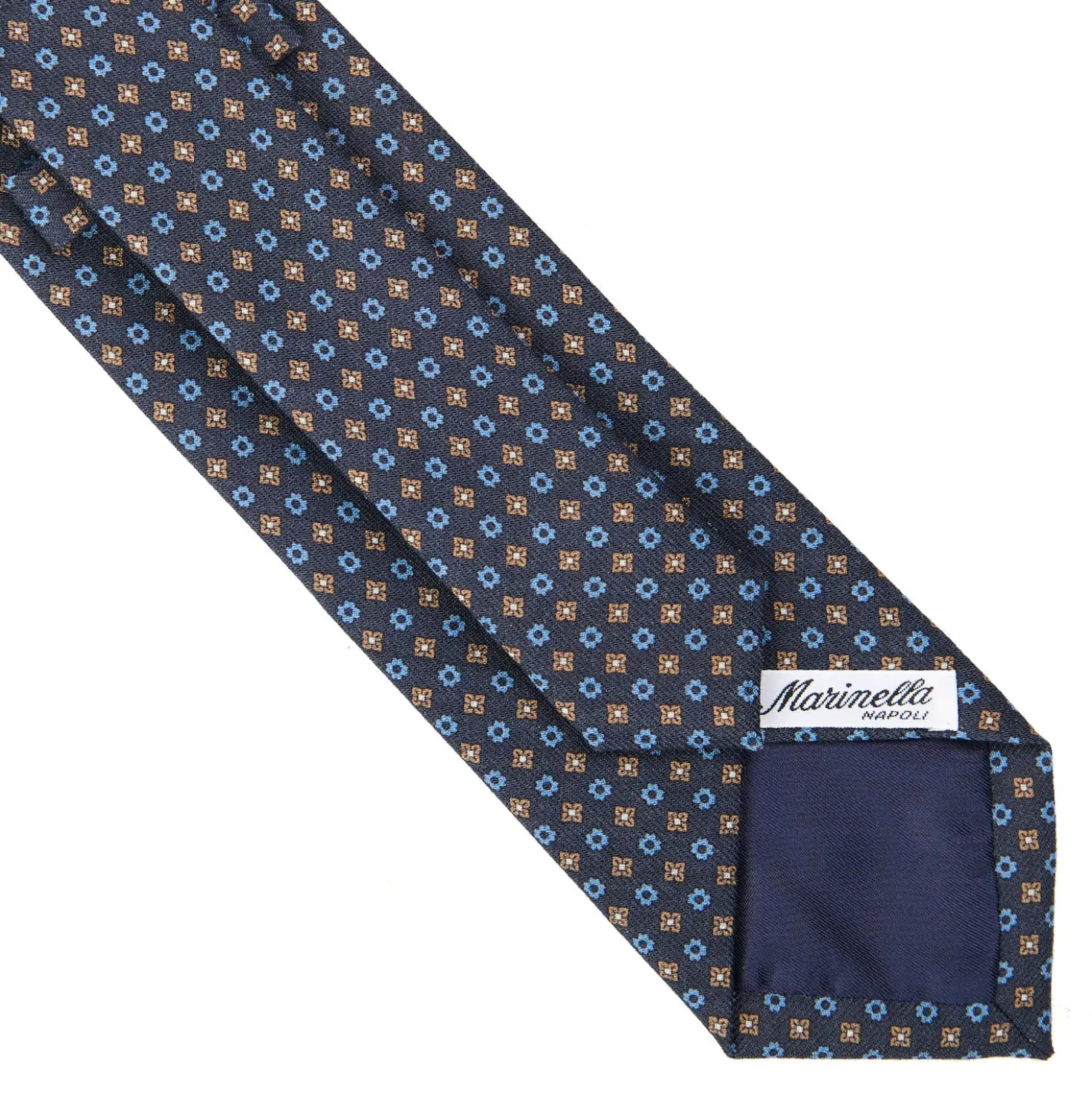 CRAVATTA CLASSICA IN LANA BLU SCURO Microfantasia fiore
