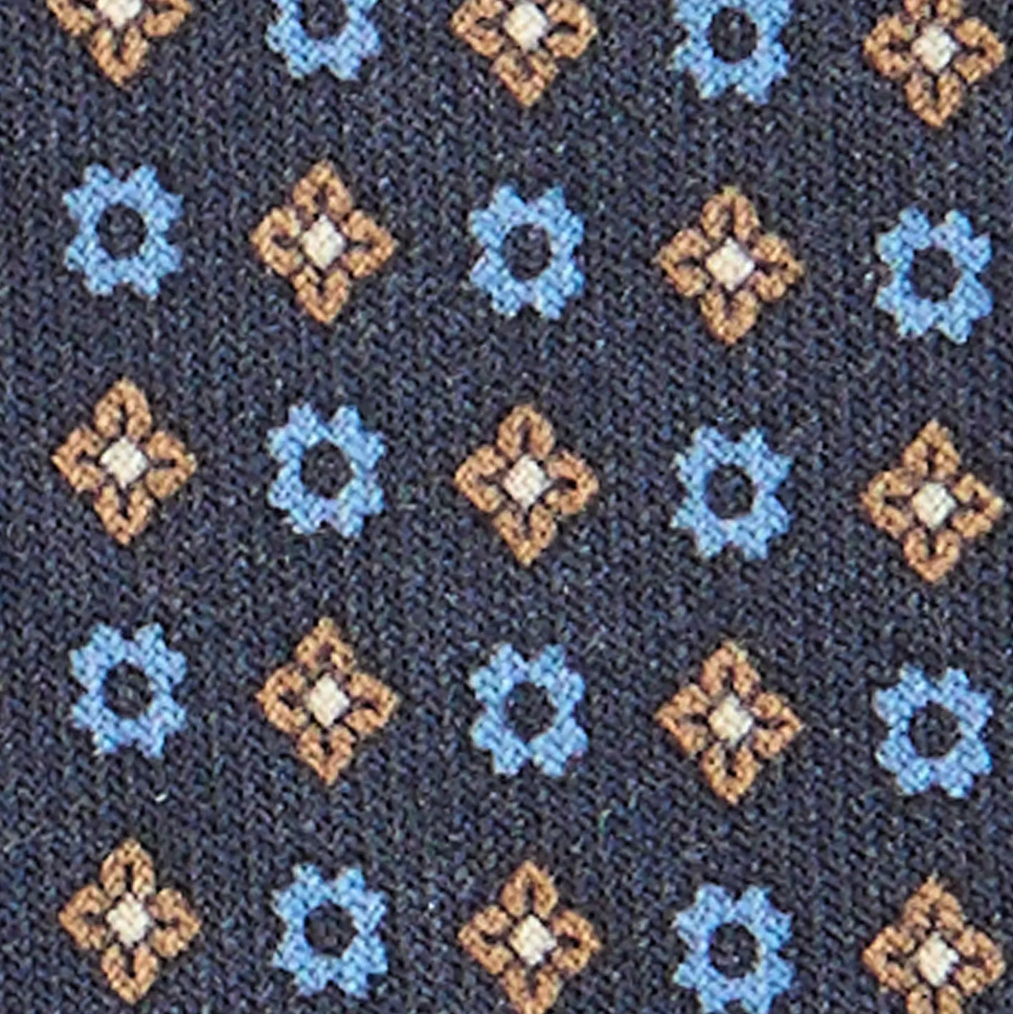 CRAVATTA CLASSICA IN LANA BLU SCURO Microfantasia fiore