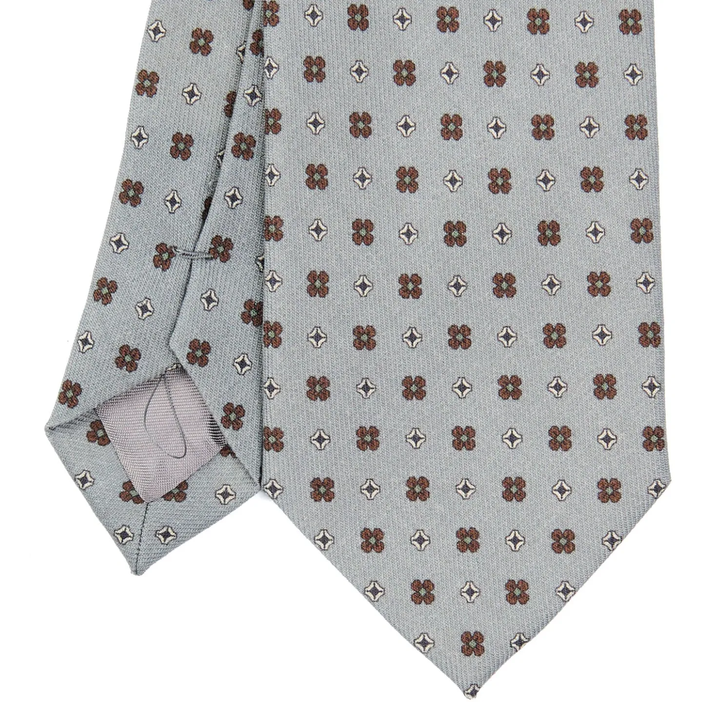 CRAVATTA CLASSICA IN LANA GRIGIO CHIARO Microfantasia fiore