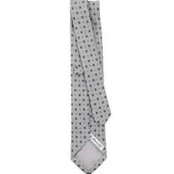 CRAVATTA CLASSICA IN LANA GRIGIO CHIARO Microfantasia fiore