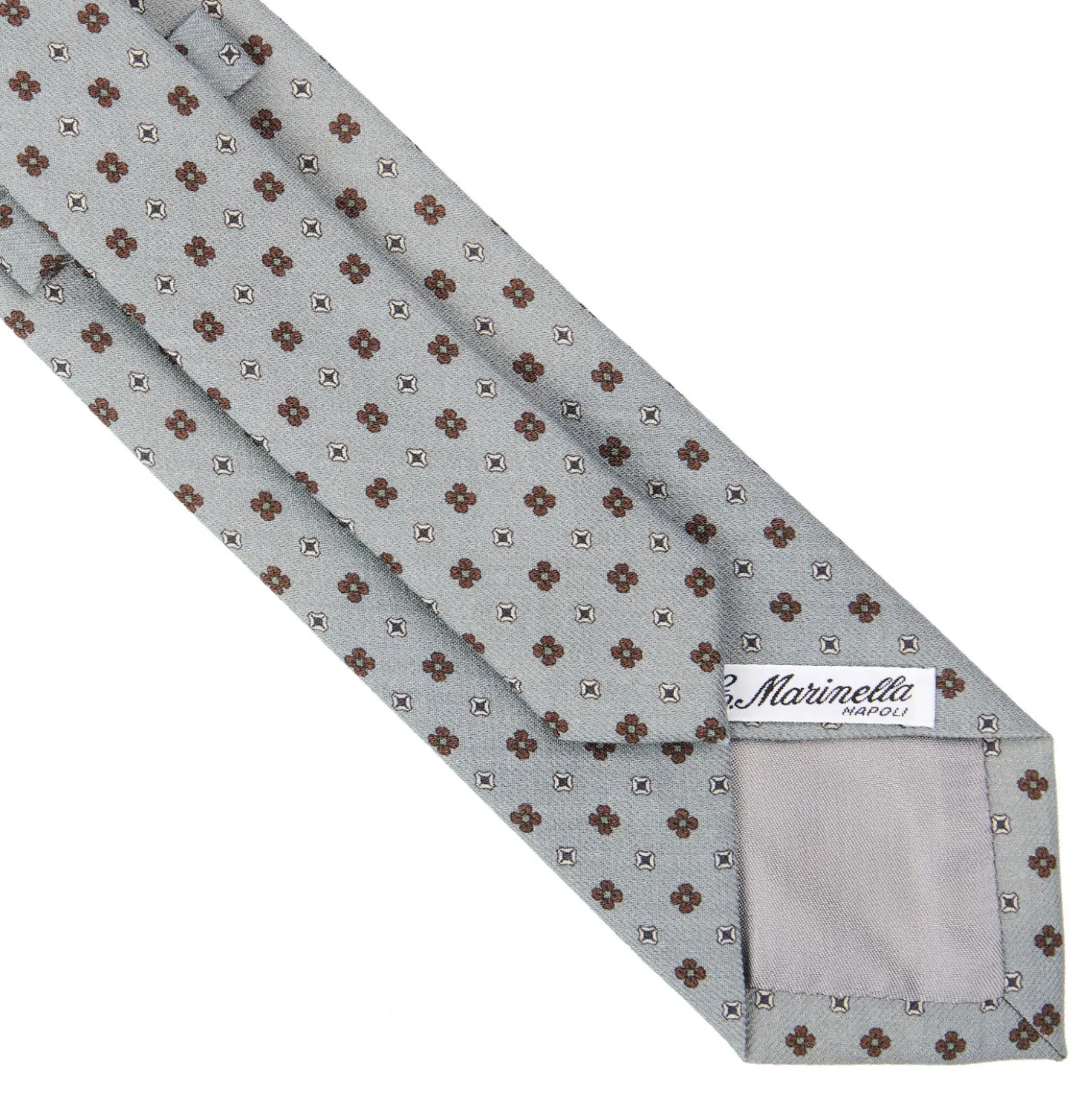 CRAVATTA CLASSICA IN LANA GRIGIO CHIARO Microfantasia fiore