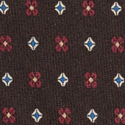 CRAVATTA CLASSICA IN LANA MARRONE SCURO Microfantasia fiore
