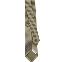 CRAVATTA CLASSICA IN LANA VERDE OLIVA Microfantasia fiore