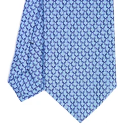 CRAVATTA CLASSICA IN SETA AZZURRO Microfantasia m geometrica