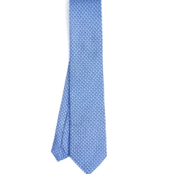 CRAVATTA CLASSICA IN SETA AZZURRO Microfantasia m geometrica