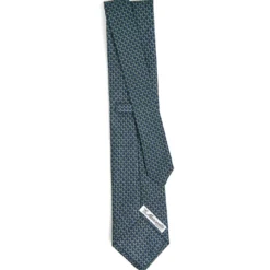 CRAVATTA CLASSICA IN SETA BLU SCURO Microfantasia m geometrica