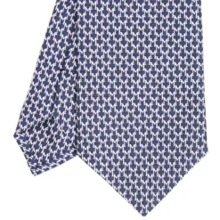 CRAVATTA CLASSICA IN SETA BLU Microfantasia m geometrica
