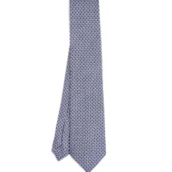 CRAVATTA CLASSICA IN SETA BLU Microfantasia m geometrica