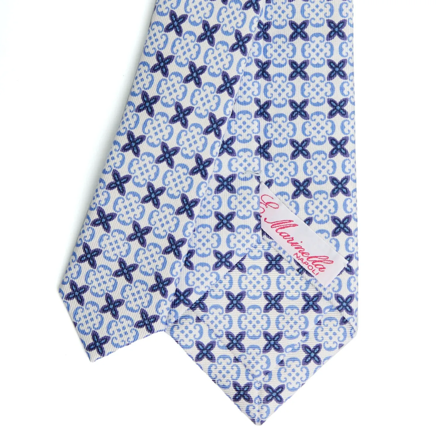 CRAVATTA DONNA CLASSICA IN SETA STAMPATA AZZURRA Microfantasia inspirazione foulard