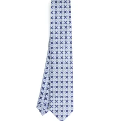 CRAVATTA DONNA CLASSICA IN SETA STAMPATA AZZURRA Microfantasia inspirazione foulard