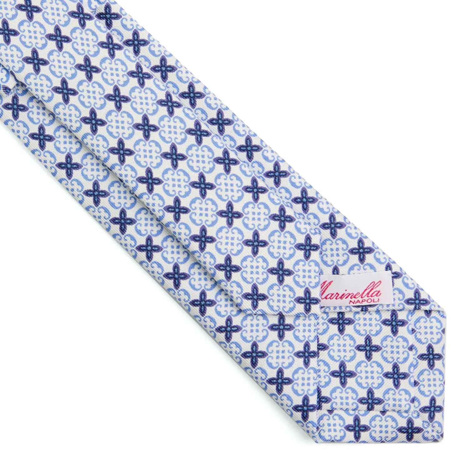 CRAVATTA DONNA CLASSICA IN SETA STAMPATA AZZURRA Microfantasia inspirazione foulard
