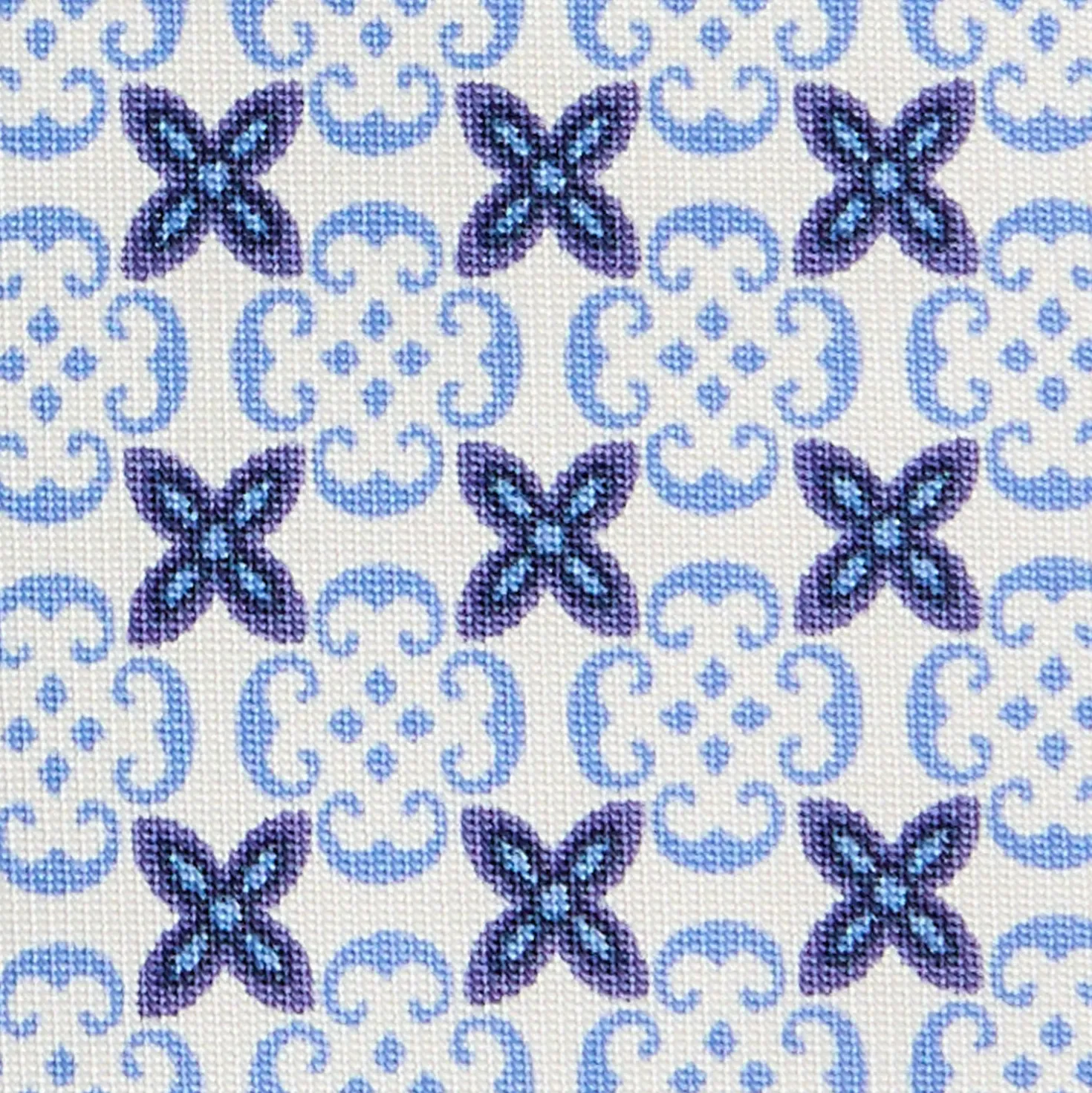 CRAVATTA DONNA CLASSICA IN SETA STAMPATA AZZURRA Microfantasia inspirazione foulard
