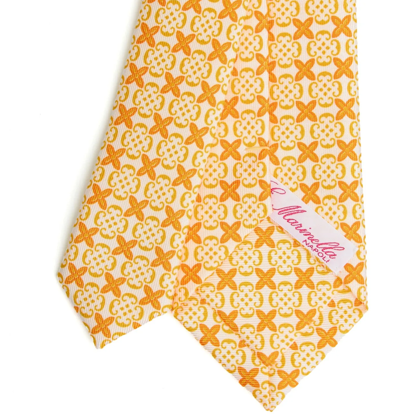 CRAVATTA DONNA CLASSICA IN SETA STAMPATA GIALLA Microfantasia inspirazione foulard