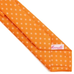 CRAVATTA DONNA CLASSICA IN SETA STAMPATA ARANCIONE Microfantasia fiore