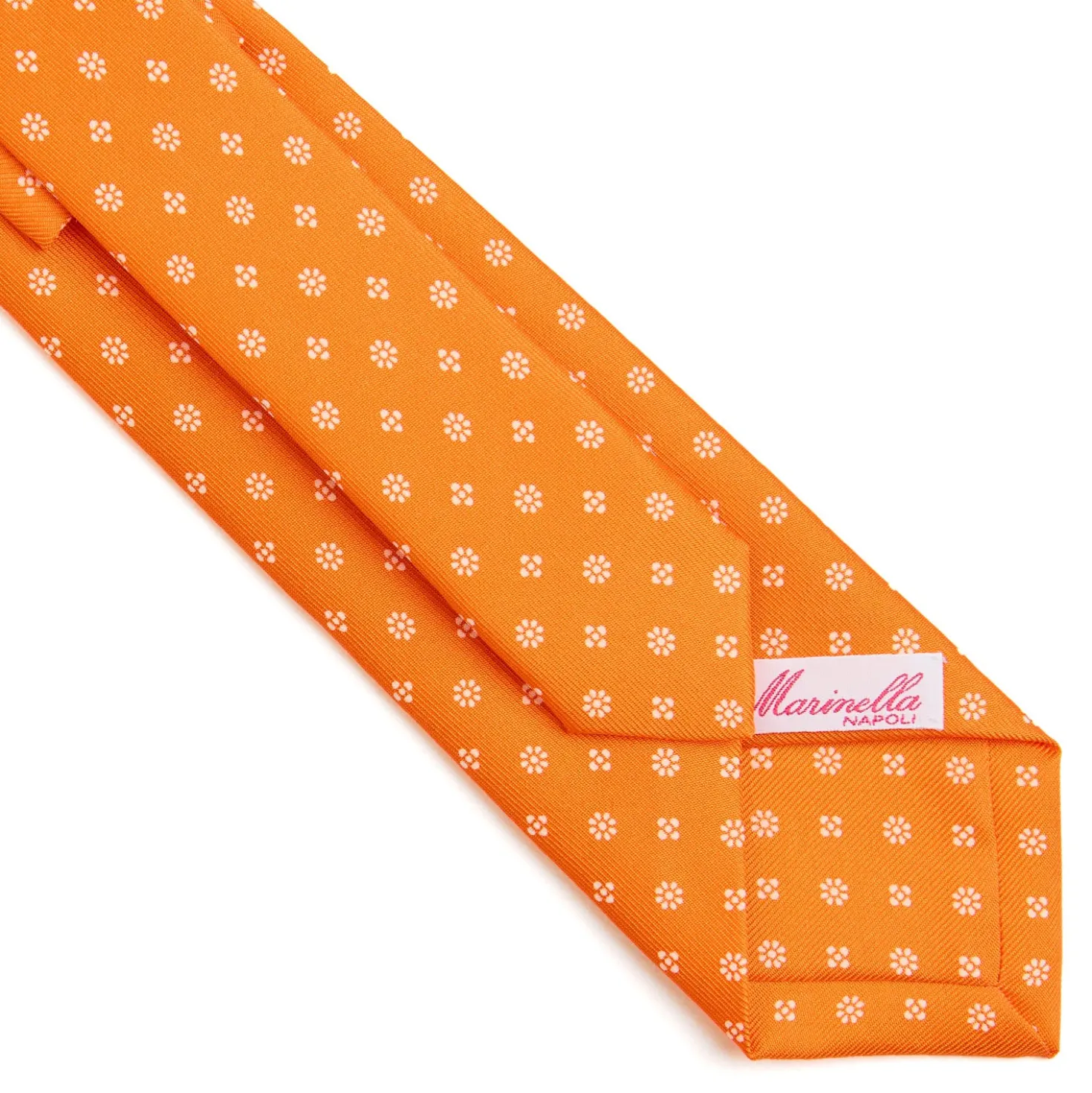 CRAVATTA DONNA CLASSICA IN SETA STAMPATA ARANCIONE Microfantasia fiore