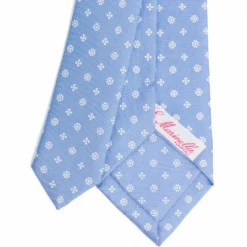 CRAVATTA DONNA CLASSICA IN SETA STAMPATA AZZURRA Microfantasia fiore