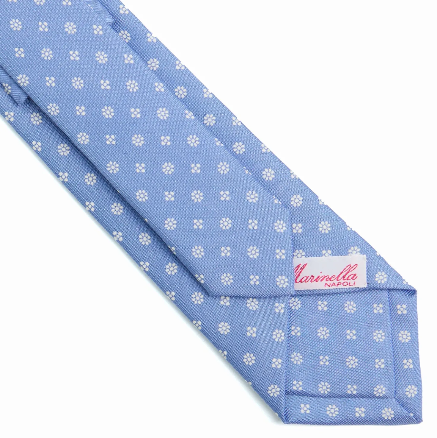 CRAVATTA DONNA CLASSICA IN SETA STAMPATA AZZURRA Microfantasia fiore