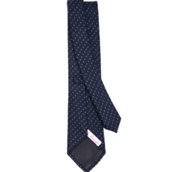 CRAVATTA DONNA IN LANA BLU SCURO Microfantasia geometrica