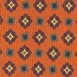 CRAVATTA DONNA IN SETA STAMPATA ARANCIONE Microfantasia fiore