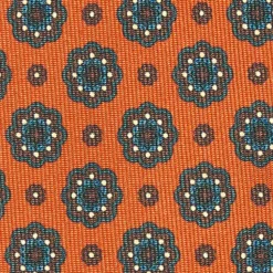 CRAVATTA DONNA IN SETA STAMPATA ARANCIONE Microfantasia fiore
