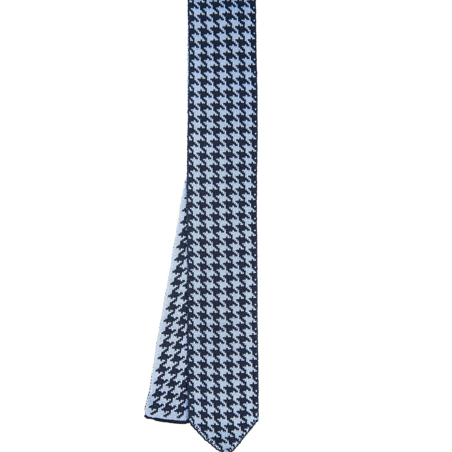 CRAVATTA DONNA TRICOT IN SETA AZZURRA Pied de poule