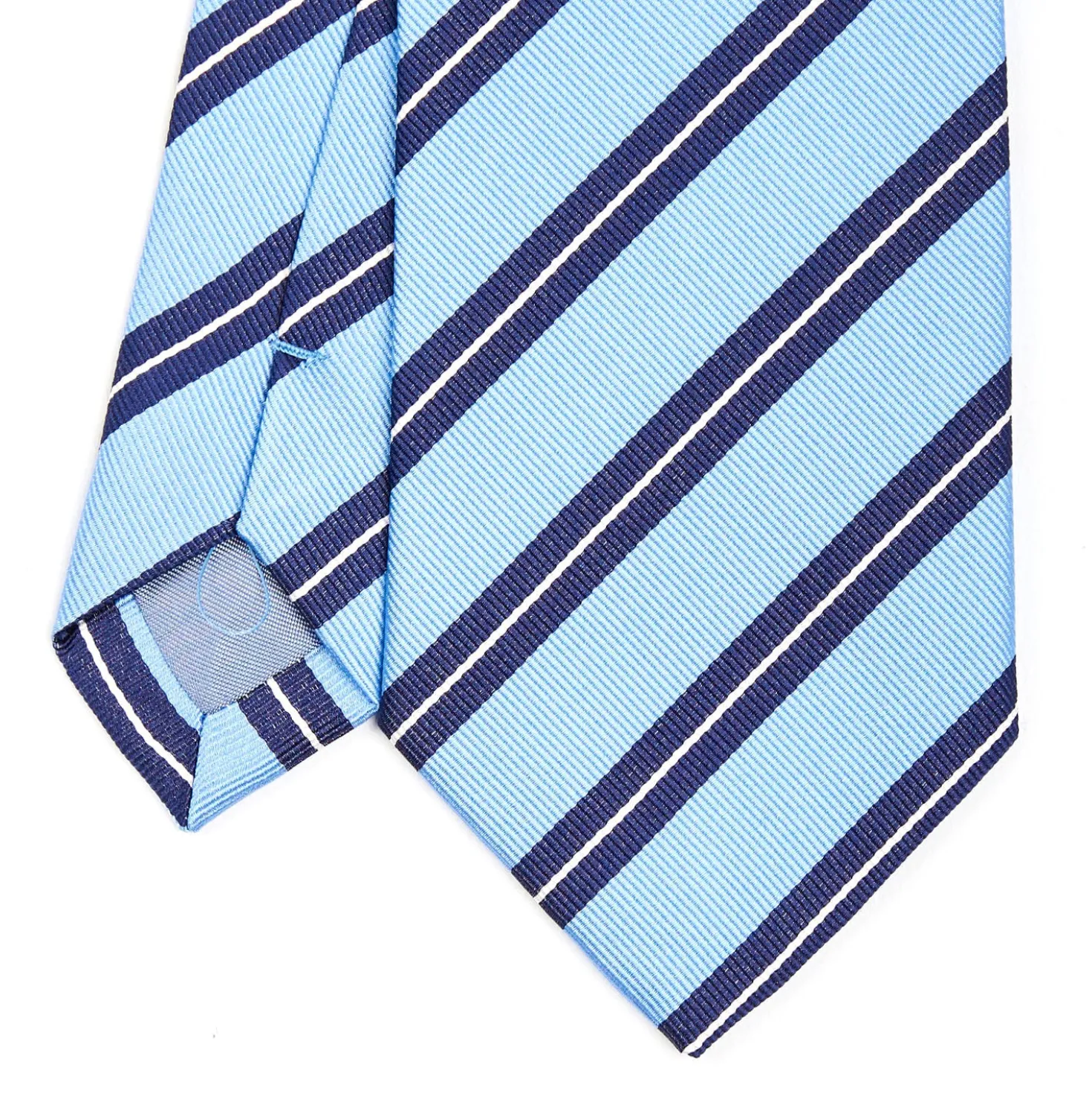 CRAVATTA REGIMENTAL IN SETA AZZURRA Righe blu e bianche