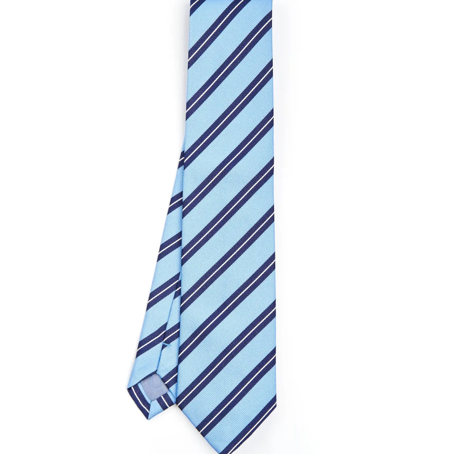 CRAVATTA REGIMENTAL IN SETA AZZURRA Righe blu e bianche