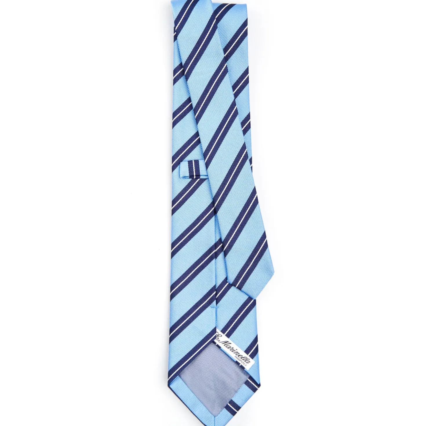 CRAVATTA REGIMENTAL IN SETA AZZURRA Righe blu e bianche