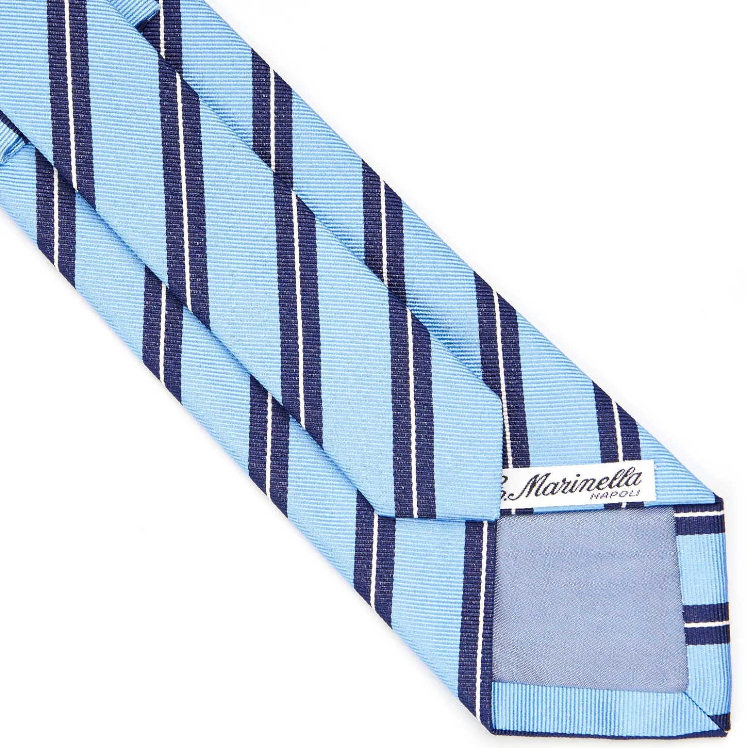 CRAVATTA REGIMENTAL IN SETA AZZURRA Righe blu e bianche