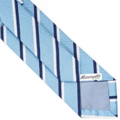 CRAVATTA REGIMENTAL IN SETA AZZURRA Righe blu e bianche
