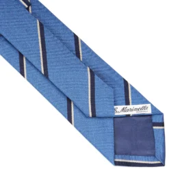 CRAVATTA REGIMENTAL IN SETA AZZURRO POLVERE Righe blu e bianche