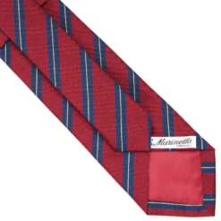 CRAVATTA REGIMENTAL IN SETA BORDEAUX Righe blu e beige
