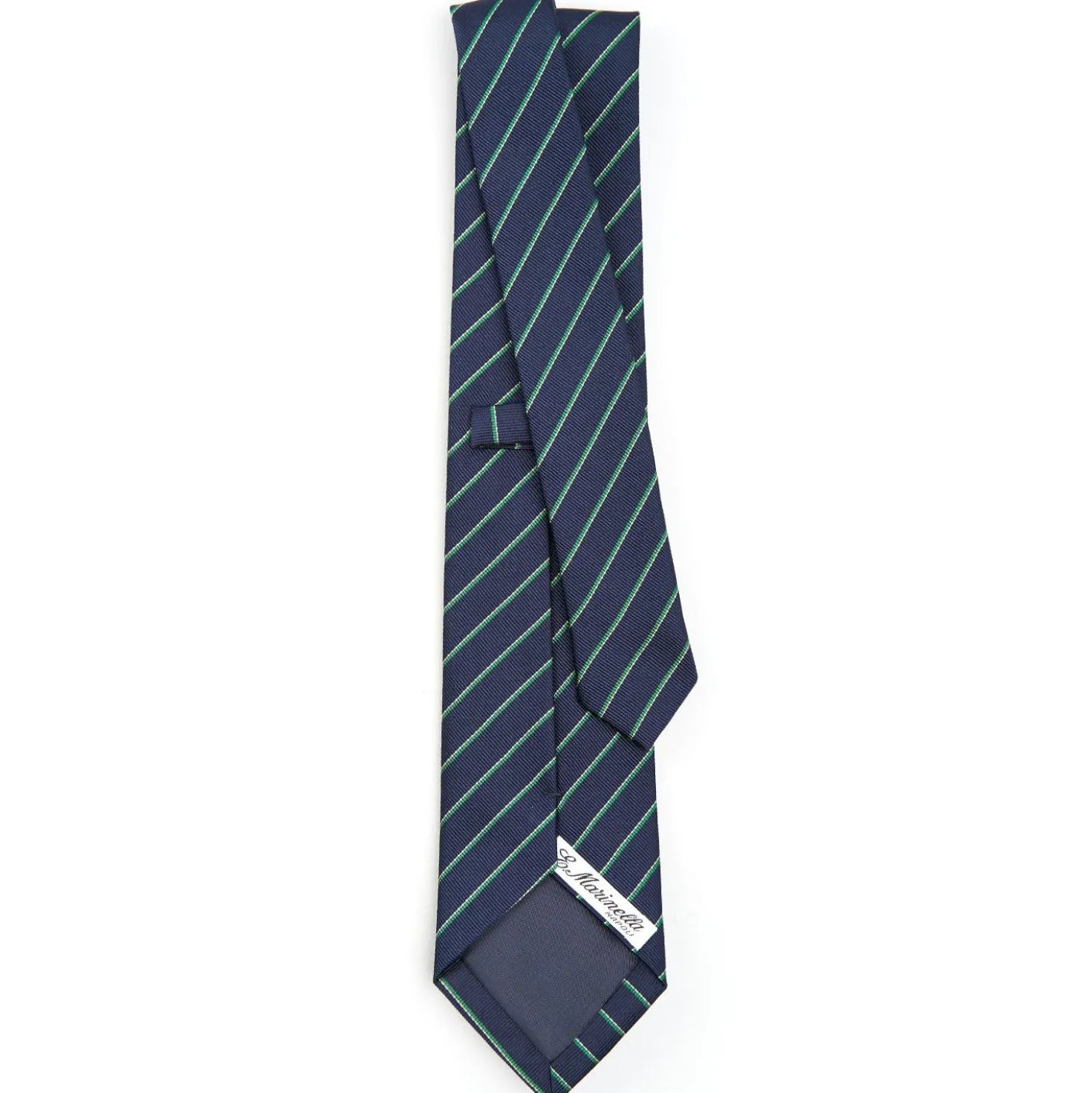 CRAVATTA REGIMENTAL IN SETA BLU SCURO Righe verdi