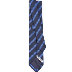 CRAVATTA REGIMENTAL IN SETA BLU SCURO Righe azzurre