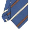 CRAVATTA REGIMENTAL IN SETA BLU Righe marroni e beige