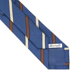 CRAVATTA REGIMENTAL IN SETA BLU Righe marroni e beige